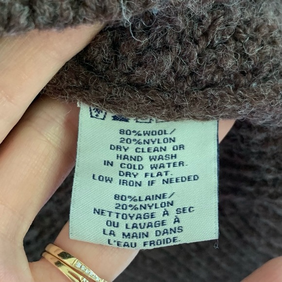 Schott Bros Sweater Heavy Woven Knit Pullover Henley Button Brown Wool Size XL - Picture 6 of 7